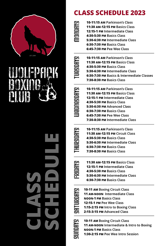 Wolfpack Boxing Club Schedule